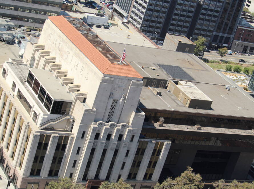 Historic Los Angeles Times Building representing the transition to AI driven agentic commerce and machine led product discovery.